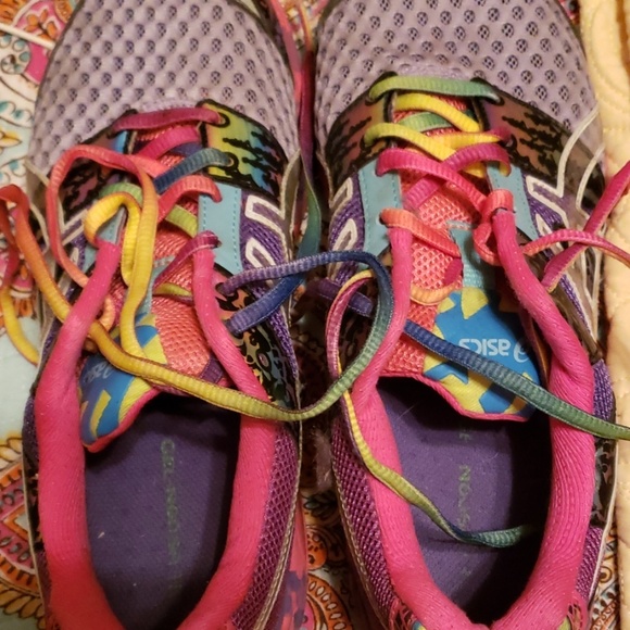 multi colored tennis shoes